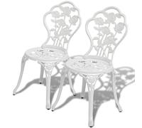 vidaXL Chaise de Bistro Mobilier de Jardin 2 pcs Blanc 41x49x81,5 cm Aluminium