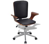 Vidaxl Chaise De Bureau Bois Courbé Avec Tapisserie En Similicuir Marron