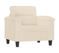 vidaXL Chaise de Canapé, Fauteuil avec Coussin, Siège avec Accoudoirs et Dossier, Meuble de Salon Salle de Séjour, Moderne, Beige Tissu Microfibre