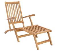 vidaXL Chaise de Deck Pliable Naturel Bois de Teck Massif, Chaise Longue en Teck Moderne, Ensemble détente extérieur, 5 Positions, Fauteuil Confortable pour Le Jardin