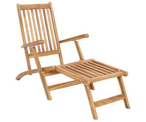 vidaXL Chaise de Deck Pliable Naturel Bois de Teck Massif, Chaise Longue en Teck Moderne, Ensemble détente extérieur, 5 Positions, Fauteuil Confortable pour Le Jardin