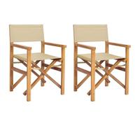 vidaXL Chaise de Directeur Marron et Beige Bois de Teck Massif