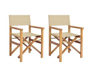 vidaXL Chaise de Directeur Marron et Beige Bois de Teck Massif