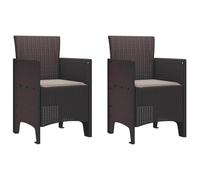 vidaXL Chaise de Jardin 2 pc Marron Polypropylène | Ces chaises de jardin sont super confortables, avec des coussins moelleux idéaux pour chiller avec des amis,