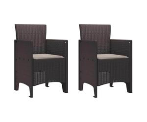 vidaXL Chaise de jardin 2 pc Marron Polypropylène | Ces chaises de jardin sont super confortables, avec des coussins moelleux idéaux pour chiller avec des amis,