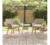 Vidaxl Chaises De Jardin Avec Coussins 2 Pcs Beige Poly Rattan