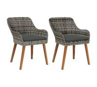 vidaXL Chaise de Jardin 2 pcs Gris 62,5 x 55 x 82 cm polyrotin, Mobilier d'extérieur, Chaise Jardin Moderne, Style rotin, Assise Durable, Design Contemporain, Confortable
