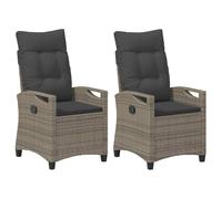 vidaXL Chaise de jardin 2 pièces – Chaise inclinable ergonomique Gris et gris foncé 56x60x112 cm