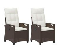 vidaXL Chaise de Jardin 2 pcs Marron et Crème 56 x 60 x 112 cm, Mobilier de Jardin Moderne, Chaise inclinable Design, Assise Ergonomique, résistante aux intempéries, Chaise Longue Durable