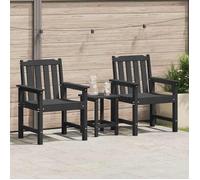 vidaXL Chaise de jardin. 2 pcs Noir 65,5 x 59 x 88 cm HDPE 42006605