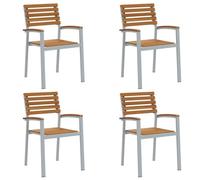 vidaXL Ensemble de 4 chaises de Jardin en Gris Bois Acacia et Acier