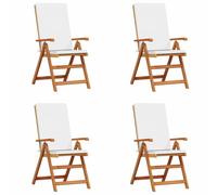 Lot de 2 Chaises Inclinables avec Coussins Sièges Jardin Bois de Teck vidaXL