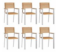 Chaises De Jardin Empilables Vidaxl 6 Pcs 54.5x56x89 Cm En Teck Massif, Chaises De Jardin Empilables Vidaxl 4 Pcs En Teck Massif Et Acier, Chaises De Jardin Empilables Vidaxl 2 Pcs En Teck Massif Et A