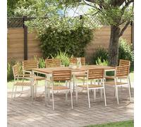 Chaises De Jardin Empilables Vidaxl 8 Pcs 54.5x56x89 Cm En Bois Massif De Teck, Chaises De Jardin Empilables Vidaxl 4 Pcs En Bois Massif De Teck Et Acier
