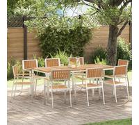 vidaXL Chaises de Jardin empilables 8 pcs 54.5x56x87 cm Bois de Teck Massif, Chaises de Jardin empilables 4 pcs Bois de Teck Massif et métal