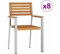 vidaXL Chaise de jardin 8 pcs Marron 56 x 54,5 x 87cm Bois massif Acacia