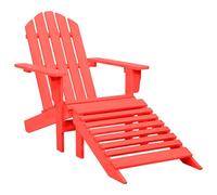 Vidaxl Chaise De Jardin Adirondack Avec Pouf Bois De Sapin Rouge