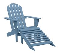 vidaXL Chaise de jardin Adirondack avec pouf – bois de sapin solide, H. 88,5 cm, bleu