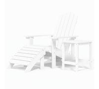 Vidaxl Chaise De Jardin Adirondack Repose-Pied Table Pehd Blanc Blanc