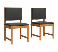 vidaXL Chaise de Jardin avec Coussin 2 pcs Marron Bois d'acacia Massif, Chaise d'extérieur contemporaine, mobilier en Acacia, siège Durable Minimaliste pour Le Jardin et la terrasse