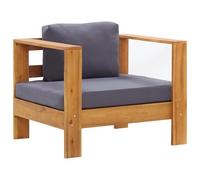 vidaXL Chaise de Jardin avec Coussin Fauteuil de Patio Siège de Terrasse Chaise d'Extérieur Balcon Gris Foncé Bois d'Acacia Solide