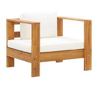 vidaXL Chaise de Jardin avec Coussin Siège de Patio Fauteuil de Terrasse Chaise d'Extérieur Balcon Arrière-Cour Crème Bois d'Acacia Solide