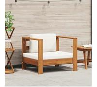 vidaXL Chaise de Jardin avec Coussin Siège de Patio Fauteuil de Terrasse Chaise d'Extérieur Balcon Arrière-Cour Crème Bois 47272