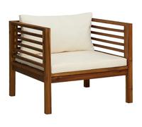 vidaXL Chaise de Jardin avec Coussins Blanc crème Bois d'acacia Massif