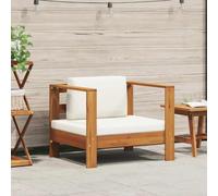vidaXL Chaise de jardin avec coussin Crème Bois d'acacia solide 47272