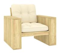 Tuinstoel met crÃmekleurige kussens geÃ¯mpregneerd grenenhout3065743