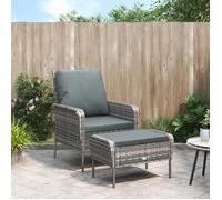 Vidaxl Chaise De Jardin Avec Tabouret Gris Résine Tressée