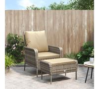 Vidaxl Chaise De Jardin Avec Tabouret Marron Clair Résine Tressée