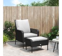 Vidaxl Chaise De Jardin Avec Tabouret Noir Résine Tressée