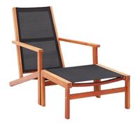 vidaXL Chaise de jardin et repose-pied Eucalyptus solide et textilène