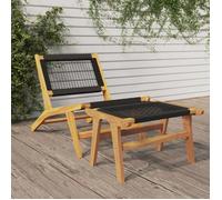 Vidaxl Chaise De Jardin Et Repose-Pieds Bois Teck Solide Et Polyester