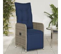 Vidaxl Chaise De Jardin Inclinable Avec Coussins En Résine Tressée Grise