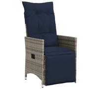 Vidaxl Chaise De Jardin Inclinable Avec Coussins En Résine Tressée Grise