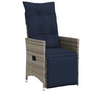 Vidaxl Chaise De Jardin Inclinable Avec Coussins En Résine Tressée Grise