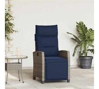 vidaXL Chaise de jardin inclinable 4108278 avec table d'appoint en polyrotin gris