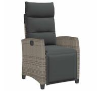 vidaXL Chaise de jardin inclinable avec table d'appoint – gris polyrotin