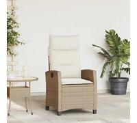Vidaxl Chaise De Jardin Inclinable Et Table D'appoint Beige Polyrotin