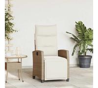 Vidaxl Chaise De Jardin Inclinable Et Table D'appoint Beige Polyrotin