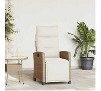 vidaXL Chaise de jardin inclinable et table d'appoint beige polyrotin, chaise de patio inclinable, fauteuil de jardin 4108277