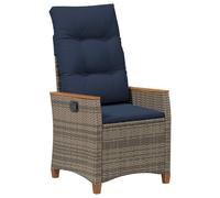 Vidaxl Chaises De Jardin Avec Coussin Gris Et Bleu Marine Rotin