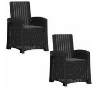 vidaXL Chaise de Jardin inclinable imitant Le rotin 2 pcs Anthracite, Fauteuil de Jardin Contemporain, résistant aux intempéries, réglable pour Votre terrasse ou Bord de Piscine