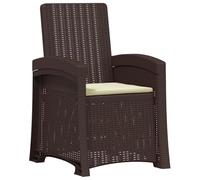 vidaXL Chaise de Jardin inclinable imitant Le rotin Marron et crème PP, Fauteuil de Jardin Contemporain, résistant aux intempéries, réglable pour Votre terrasse ou Bord de Piscine