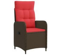 vidaXL Chaise de Jardin inclinable Marron et Rouge polyrotin, Chaise inclinable stylée, résistante aux intempéries, réglable, Moderne pour Le Jardin, Lounge d'été Facile à Nettoyer