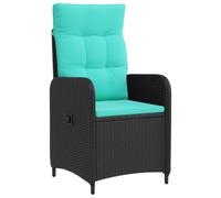vidaXL Chaise de Jardin inclinable Noir et Turquoise polyrotin, Chaise inclinable stylée, résistante aux intempéries, réglable, Moderne pour Le Jardin, Lounge d'été Facile à Nettoyer