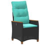 vidaXL Chaise de Jardin inclinable Noir et Turquoise polyrotin, Jardin et terrasse, Chaise en rotin Moderne, Chaise inclinable Confortable, Détente sur Le Patio, Salon extérieur, Dossier réglable