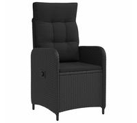 vidaXL Chaise de Jardin inclinable Noir polyrotin, Chaise inclinable stylée, résistante aux intempéries, réglable, Moderne pour Le Jardin, Lounge d'été Facile à Nettoyer